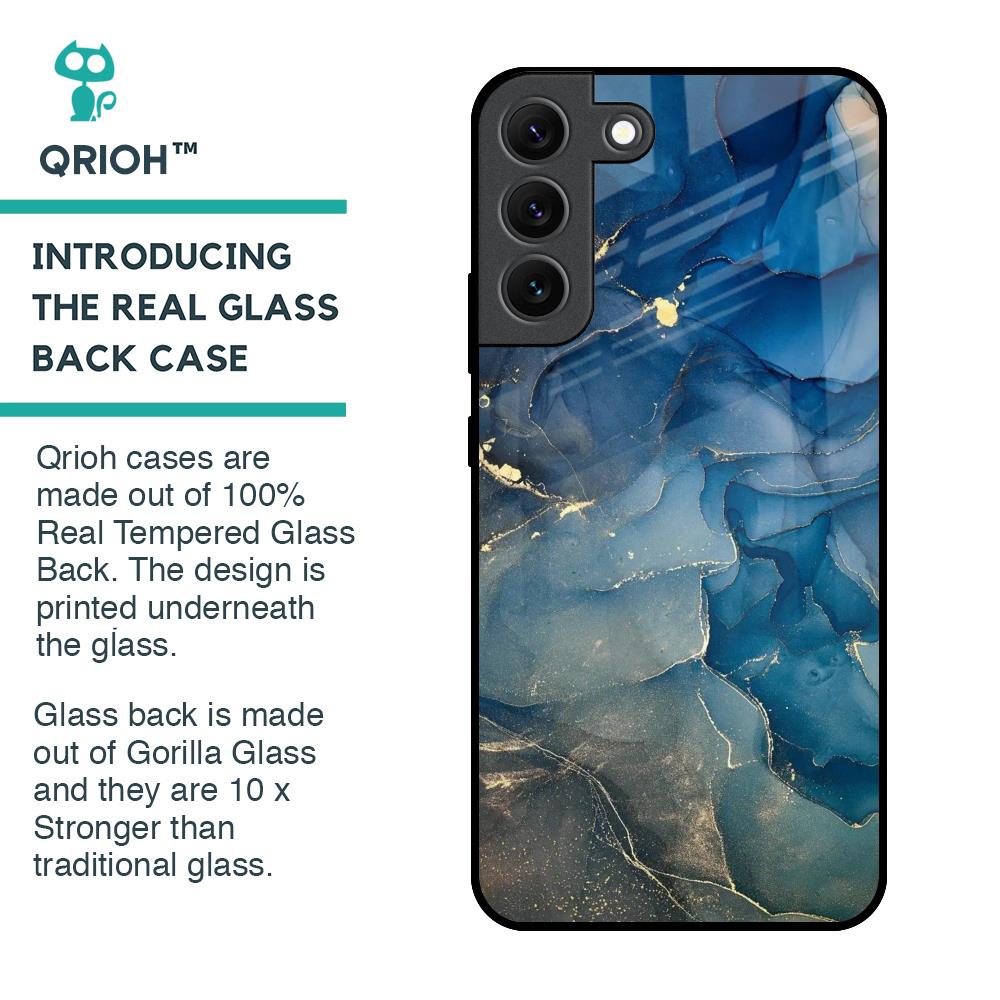Blue Cool Marble Glass Case for Samsung Galaxy S22 5G