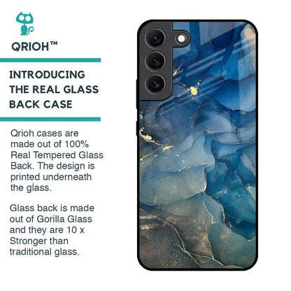 Blue Cool Marble Glass Case for Samsung Galaxy S22 5G
