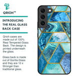Turquoise Geometrical Marble Glass Case for Samsung Galaxy S22 5G