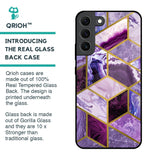Purple Rhombus Marble Glass Case for Samsung Galaxy S22 5G