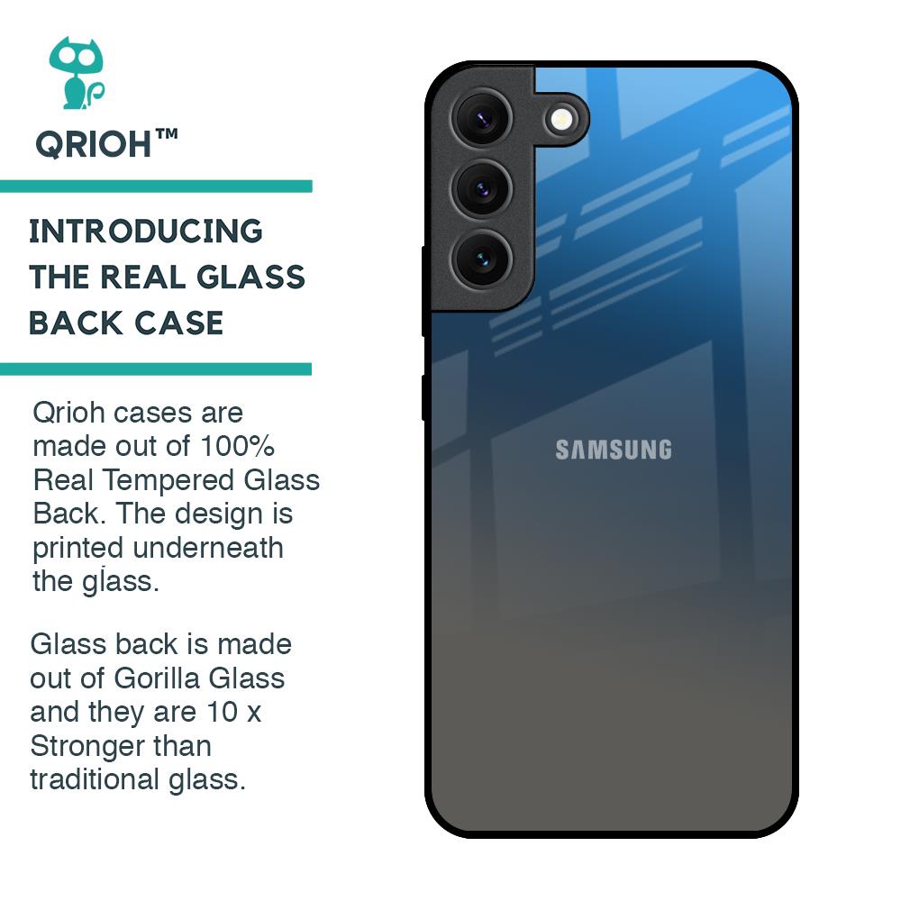 Blue Grey Ombre Glass Case for Samsung Galaxy S22 5G