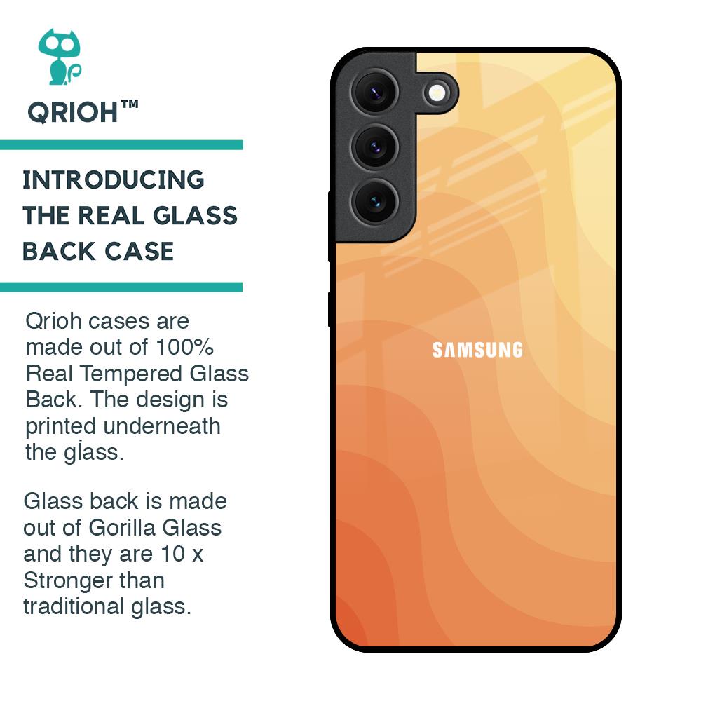 Orange Curve Pattern Glass Case for Samsung Galaxy S22 5G