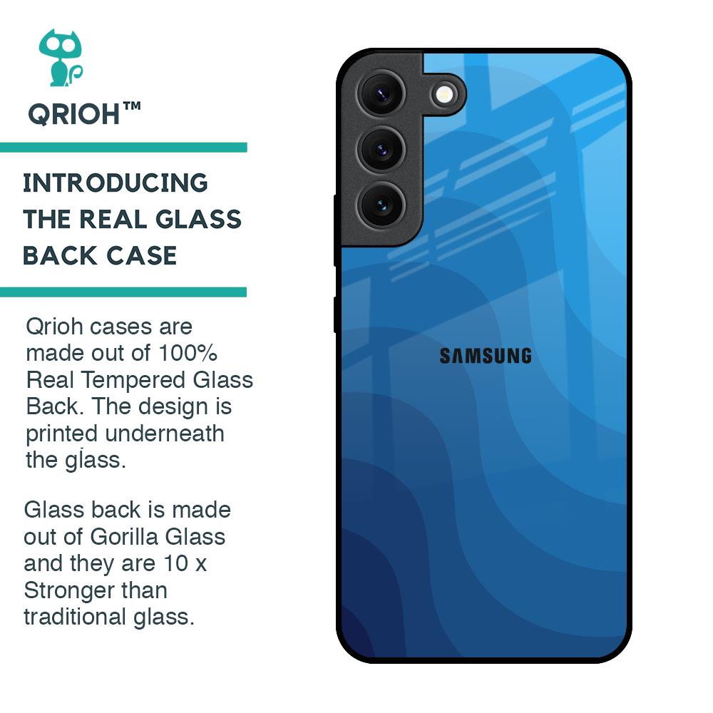 Blue Wave Abstract Glass Case for Samsung Galaxy S22 5G