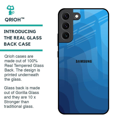 Blue Wave Abstract Glass Case for Samsung Galaxy S22 5G