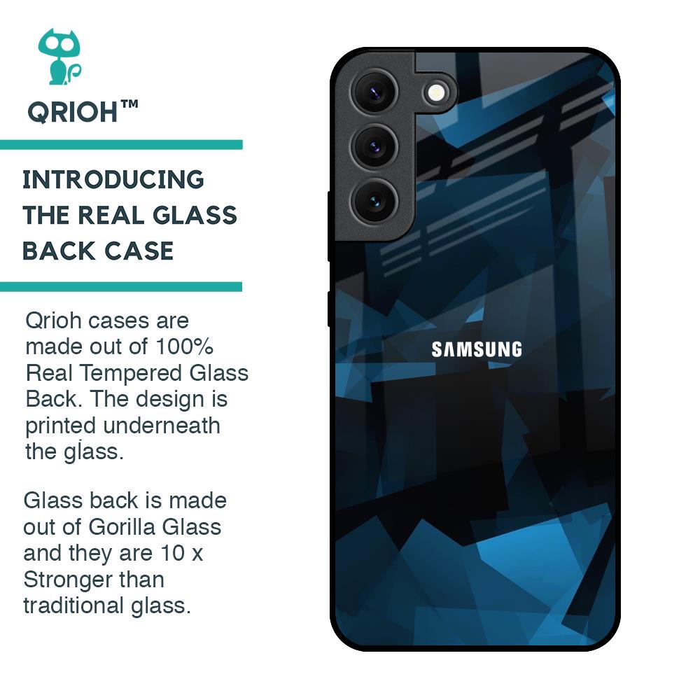 Polygonal Blue Box Glass Case For Samsung Galaxy S22 5G