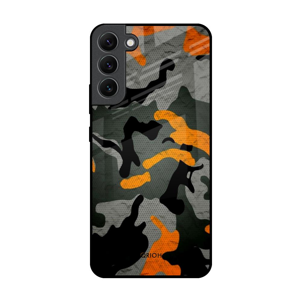 Camouflage Orange Samsung Galaxy S22 Plus 5G Glass Back Cover Online