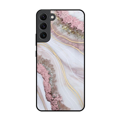 Pink & Gold Gllitter Marble Samsung Galaxy S22 Plus 5G Glass Back Cover Online