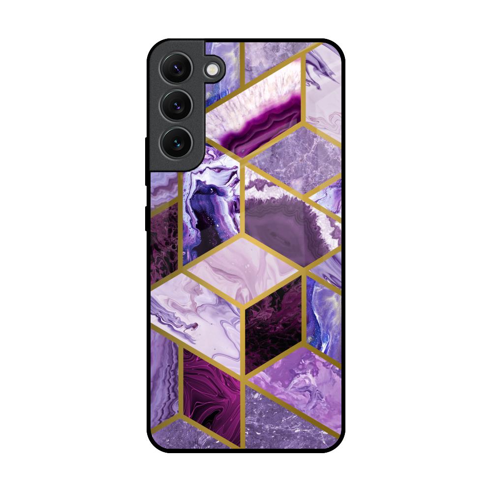 Purple Rhombus Marble Samsung Galaxy S22 Plus 5G Glass Back Cover Online