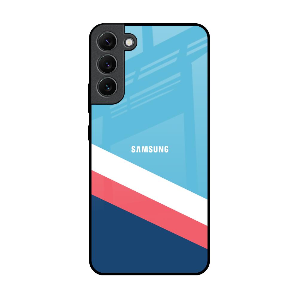 Pink & White Stripes Samsung Galaxy S22 Plus 5G Glass Back Cover Online