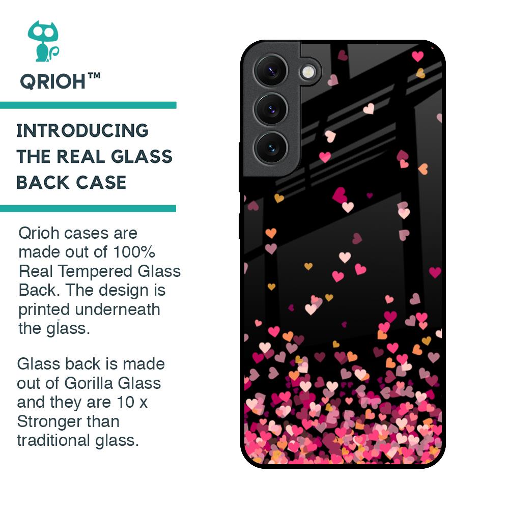 Heart Rain Fall Glass Case For Samsung Galaxy S22 Plus 5G