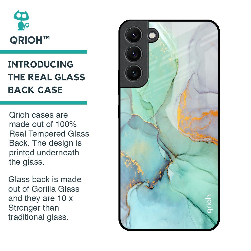Green Marble Glass Case for Samsung Galaxy S22 Plus 5G