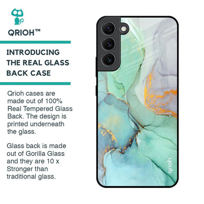 Green Marble Glass Case for Samsung Galaxy S22 Plus 5G