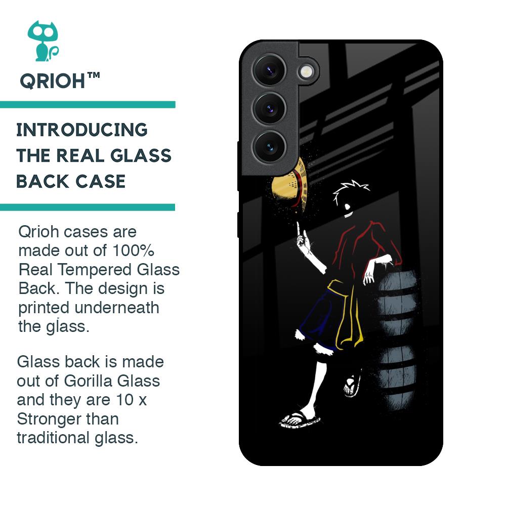 Luffy Line Art Glass Case for Samsung Galaxy S22 Plus 5G