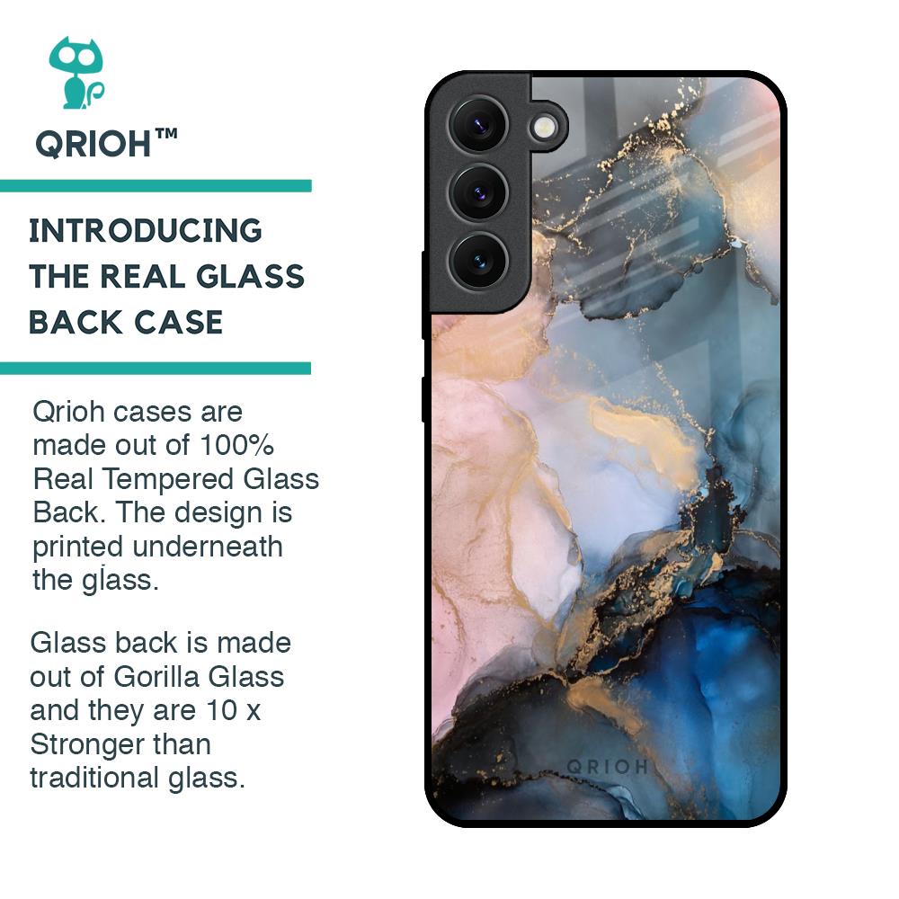 Marble Ink Abstract Glass Case for Samsung Galaxy S22 Plus 5G