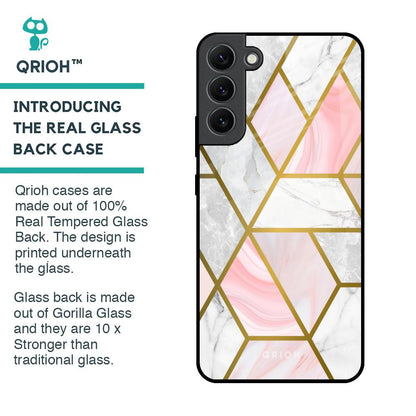 Geometrical Marble Glass Case for Samsung Galaxy S22 Plus 5G
