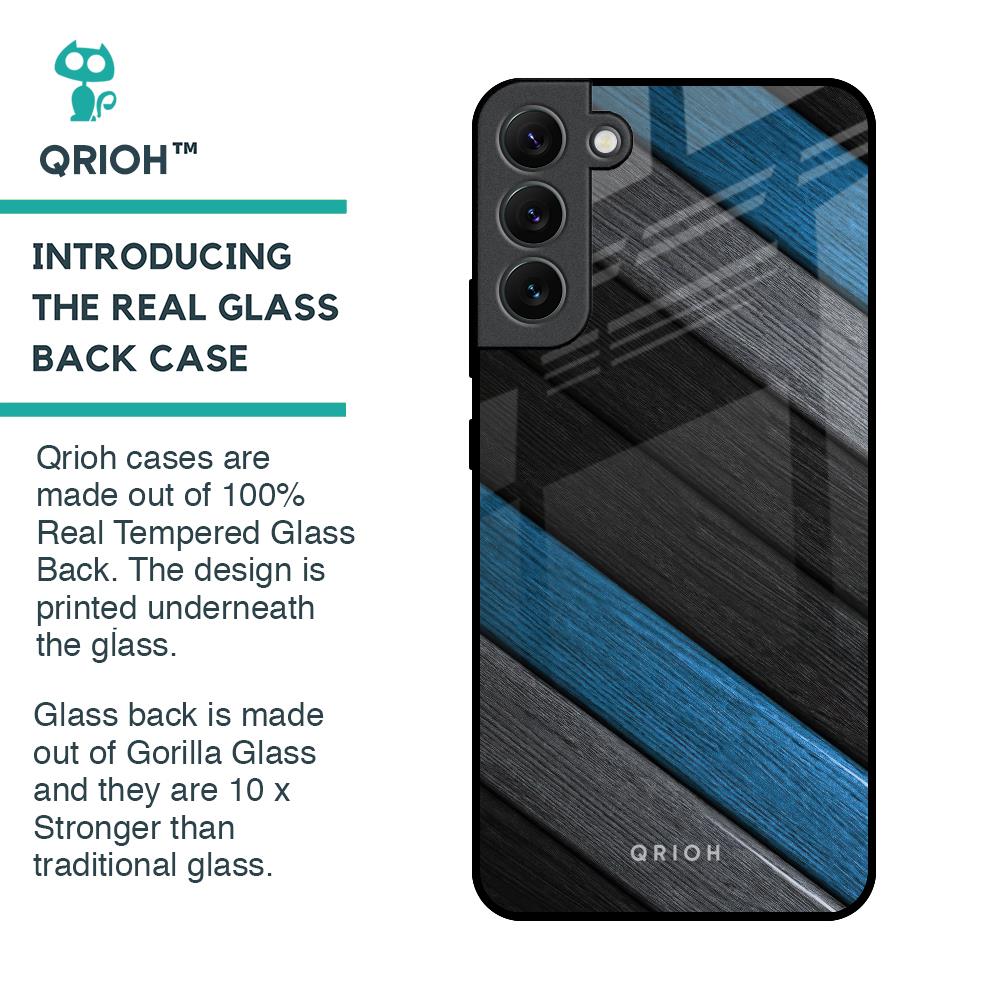 Multicolor Wooden Effect Glass Case for Samsung Galaxy S22 Plus 5G