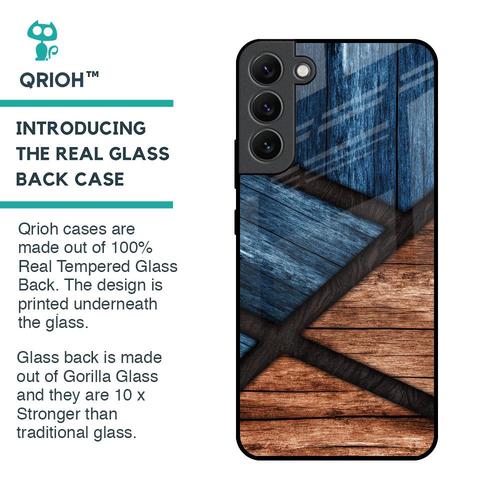 Wooden Tiles Glass Case for Samsung Galaxy S22 Plus 5G