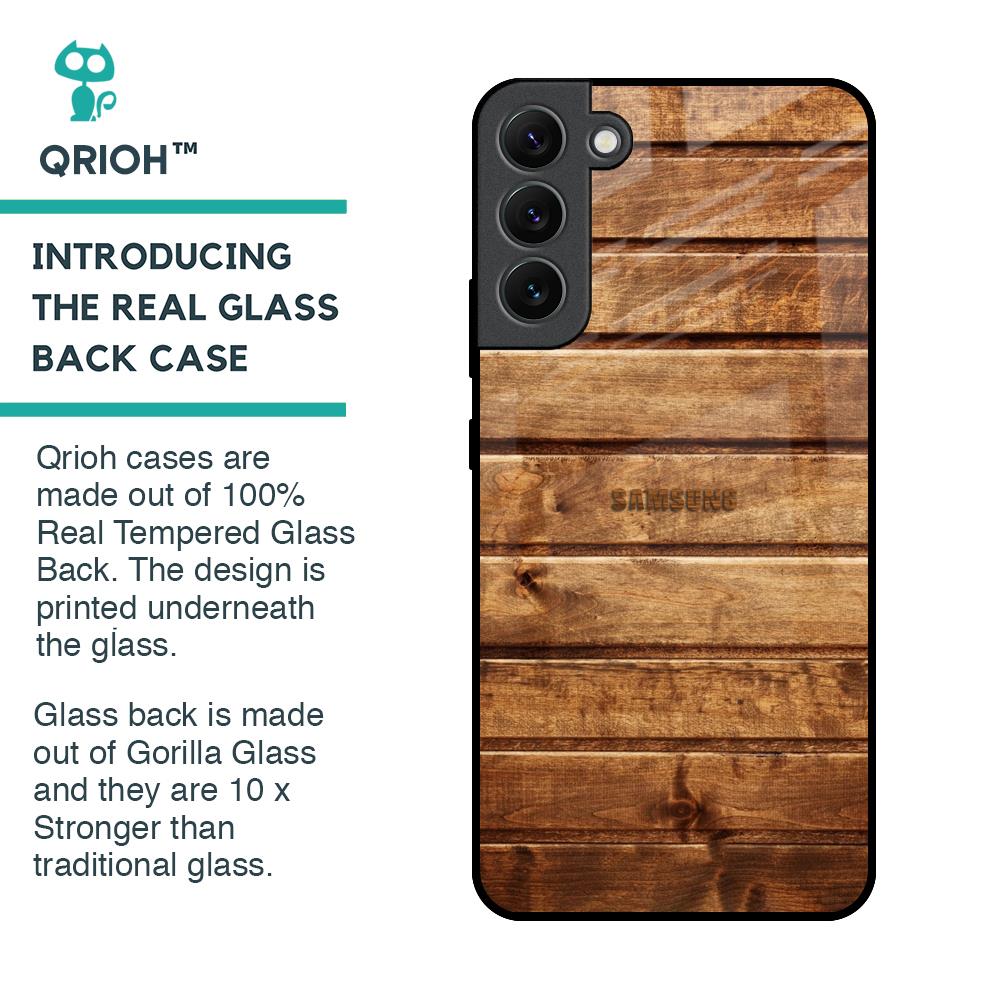 Wooden Planks Glass Case for Samsung Galaxy S22 Plus 5G