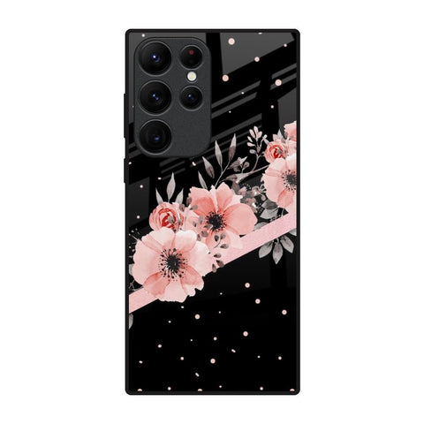 Floral Black Band Samsung Galaxy S22 Ultra 5G Glass Back Cover Online