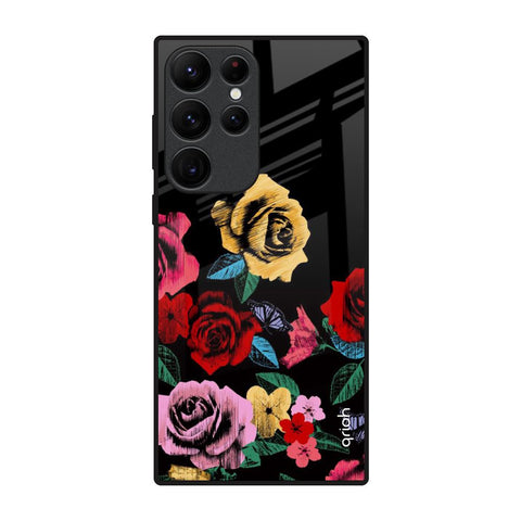 Floral Decorative Samsung Galaxy S22 Ultra 5G Glass Back Cover Online