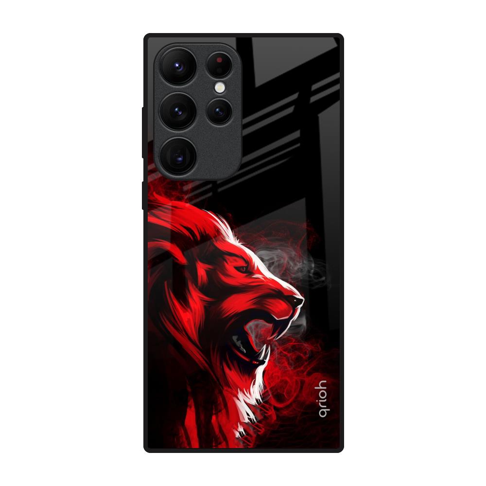 Red Angry Lion Samsung Galaxy S22 Ultra 5G Glass Back Cover Online