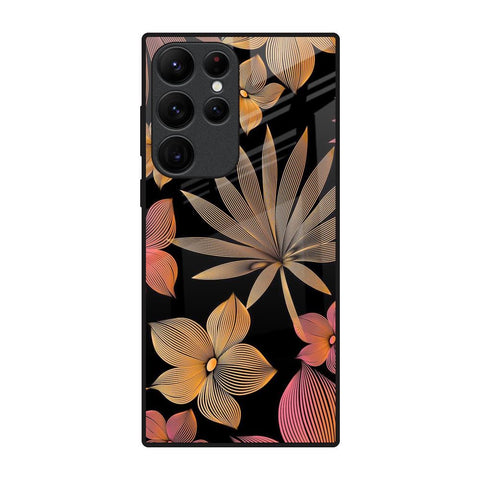 Lines Pattern Flowers Samsung Galaxy S22 Ultra 5G Glass Back Cover Online