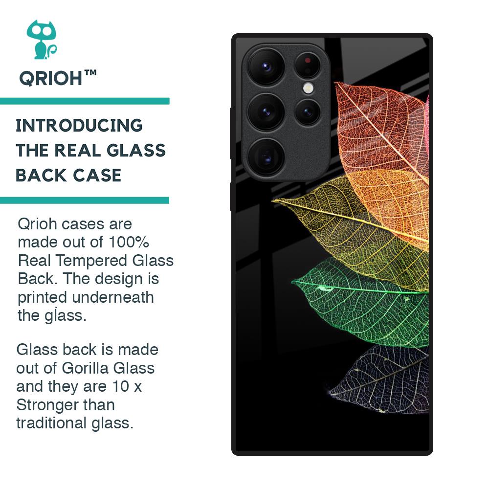 Colorful Leaves Glass Case for Samsung Galaxy S22 Ultra 5G