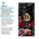 Floral Decorative Glass Case For Samsung Galaxy S22 Ultra 5G