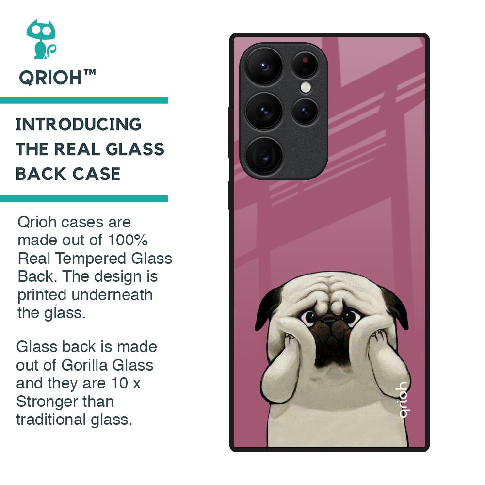 Funny Pug Face Glass Case For Samsung Galaxy S22 Ultra 5G