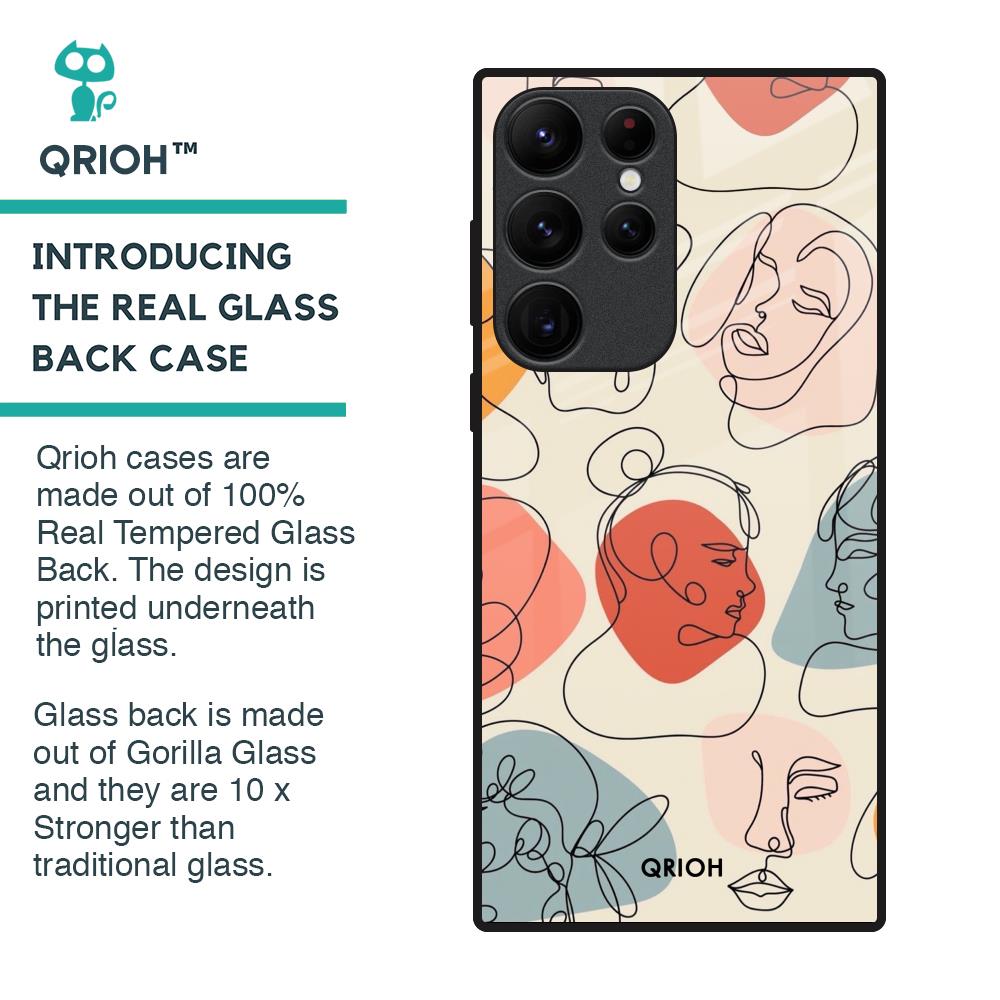 Abstract Faces Glass Case for Samsung Galaxy S22 Ultra 5G