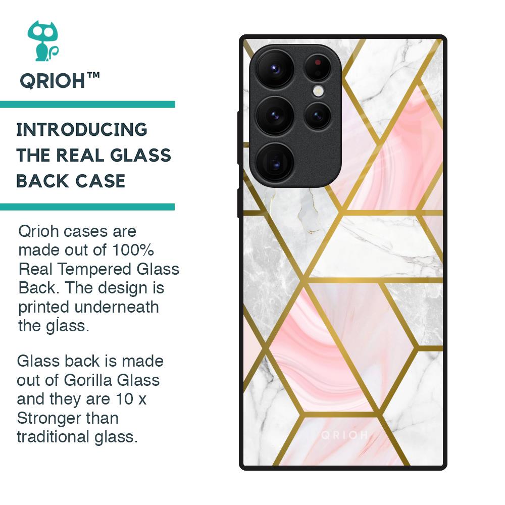 Geometrical Marble Glass Case for Samsung Galaxy S22 Ultra 5G