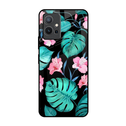 Tropical Leaves & Pink Flowers Vivo Y75 5G Glass Back Cover Online