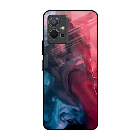 Blue & Red Smoke Vivo Y75 5G Glass Back Cover Online