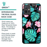 Tropical Leaves & Pink Flowers Glass Case for Vivo Y75 5G