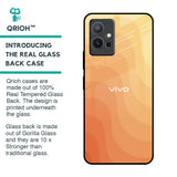 Orange Curve Pattern Glass Case for Vivo Y75 5G