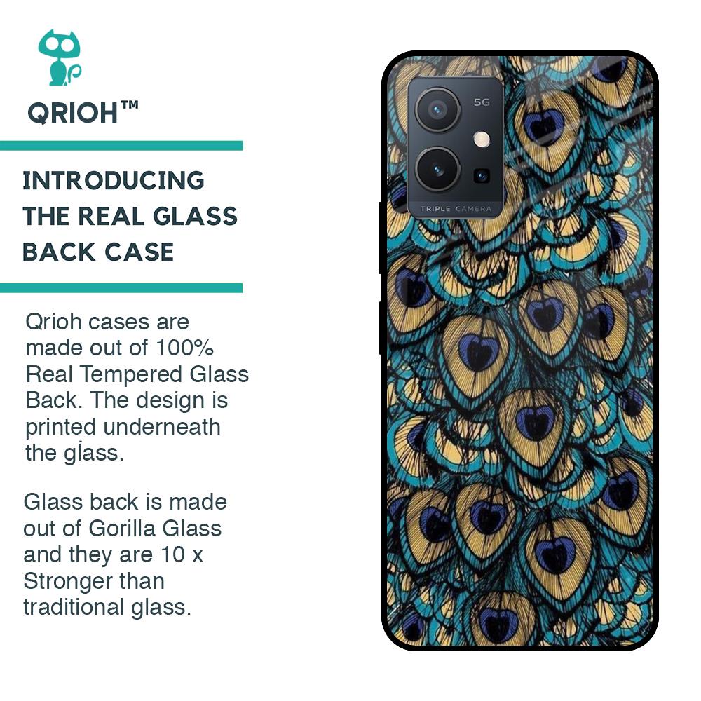 Peacock Feathers Glass case for Vivo Y75 5G
