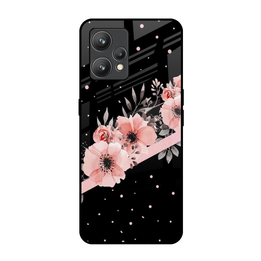 Floral Black Band Realme 9 Pro Plus Glass Back Cover Online