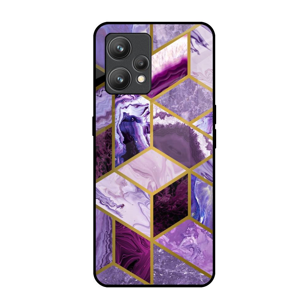 Purple Rhombus Marble Realme 9 Pro Plus Glass Back Cover Online