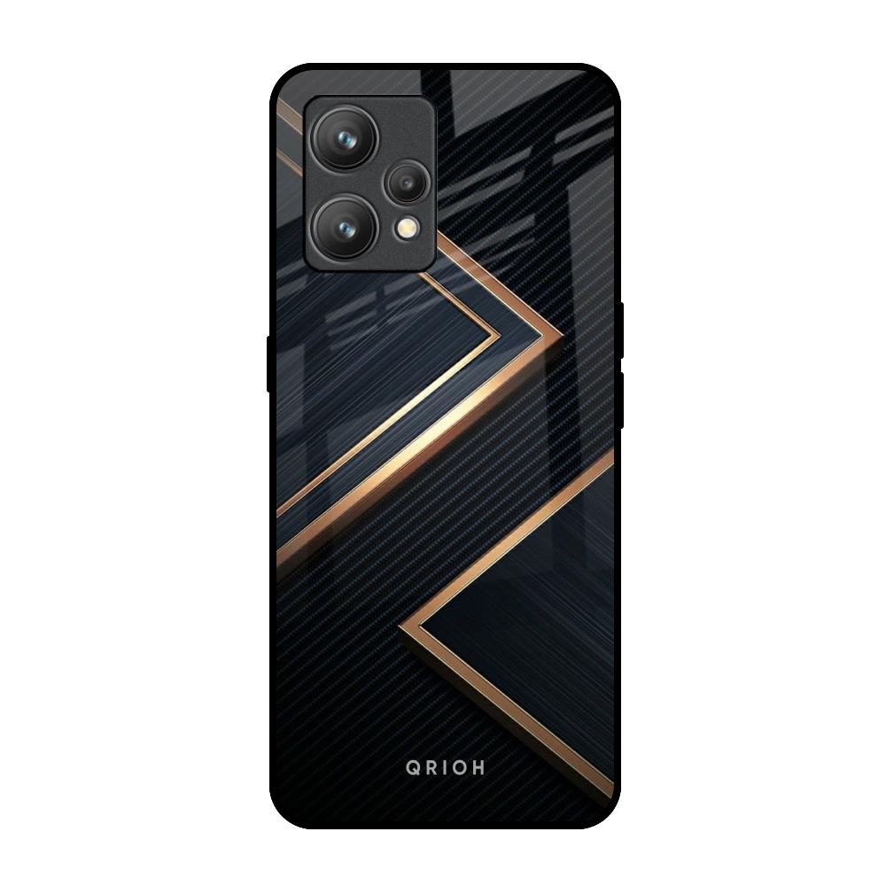 Sleek Golden & Navy Realme 9 Pro Plus Glass Back Cover Online