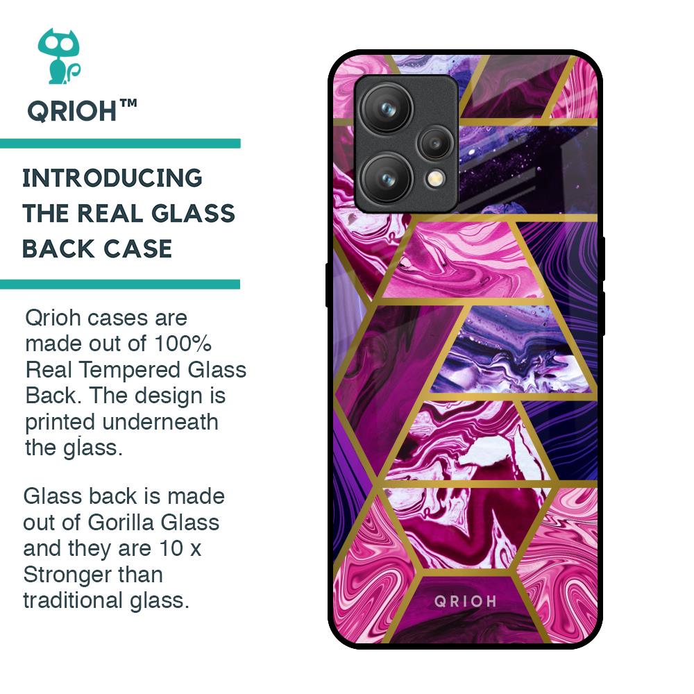 Electroplated Geometric Marble Glass Case for Realme 9 Pro Plus