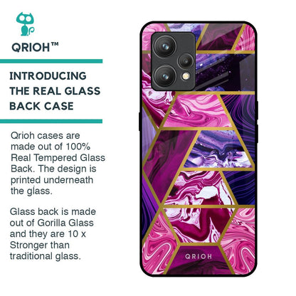 Electroplated Geometric Marble Glass Case for Realme 9 Pro Plus