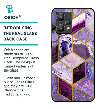 Purple Rhombus Marble Glass Case for Realme 9 Pro Plus