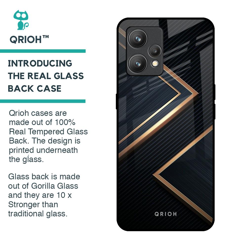 Sleek Golden & Navy Glass Case for Realme 9 Pro Plus