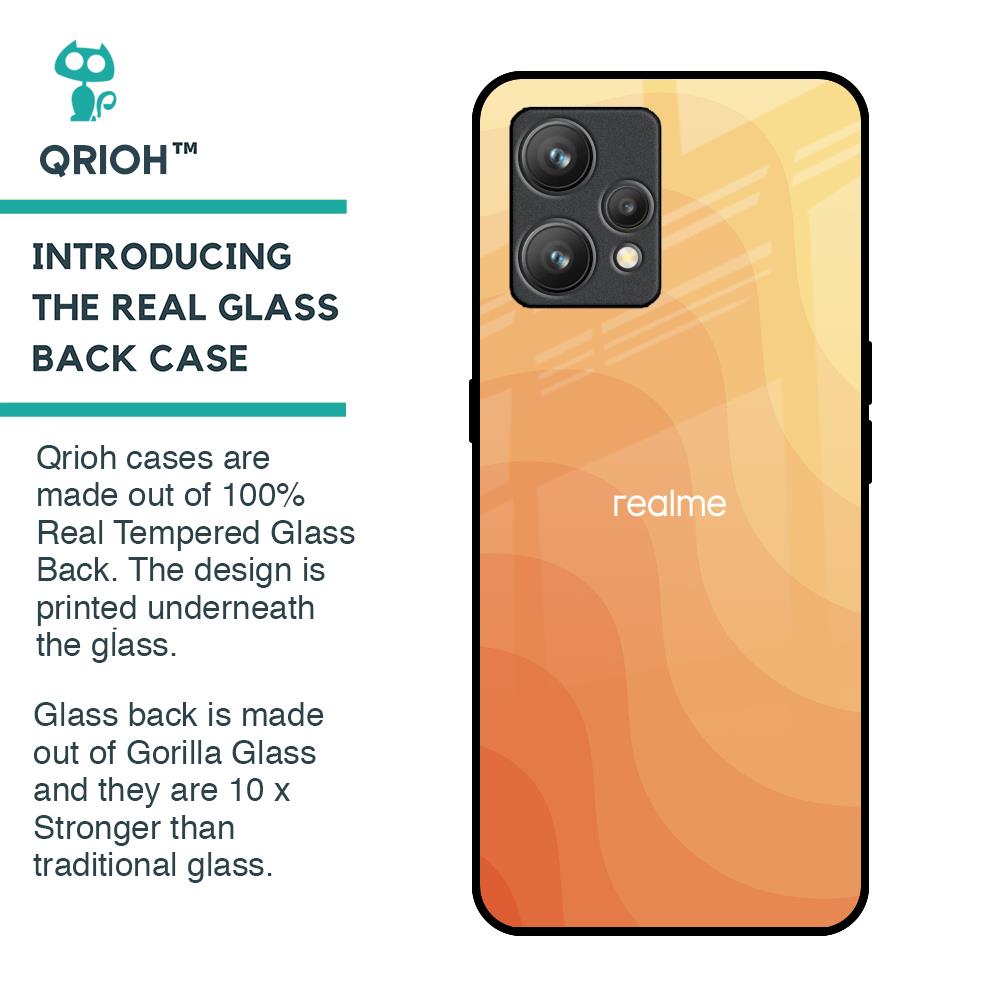 Orange Curve Pattern Glass Case for Realme 9 Pro Plus