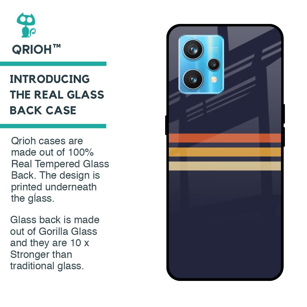 Tricolor Stripes Glass Case For Realme 9 Pro Plus