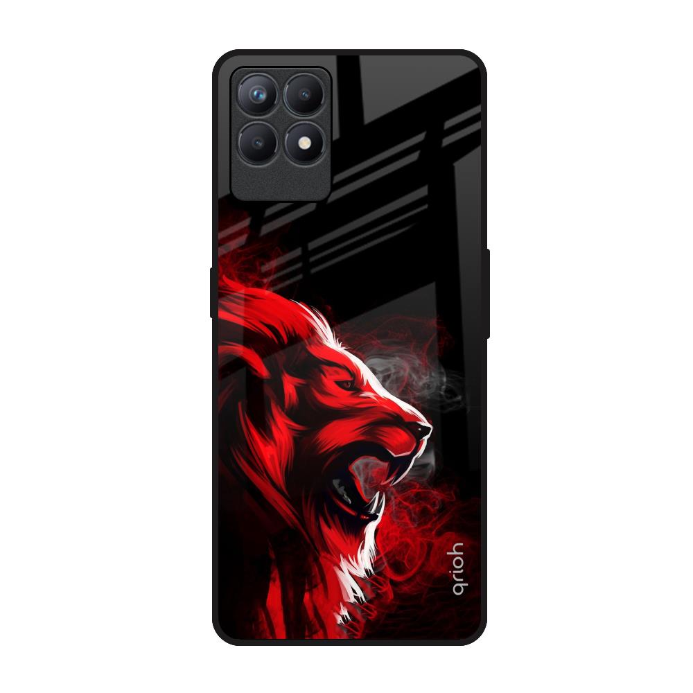 Red Angry Lion Realme Narzo 50 Glass Back Cover Online