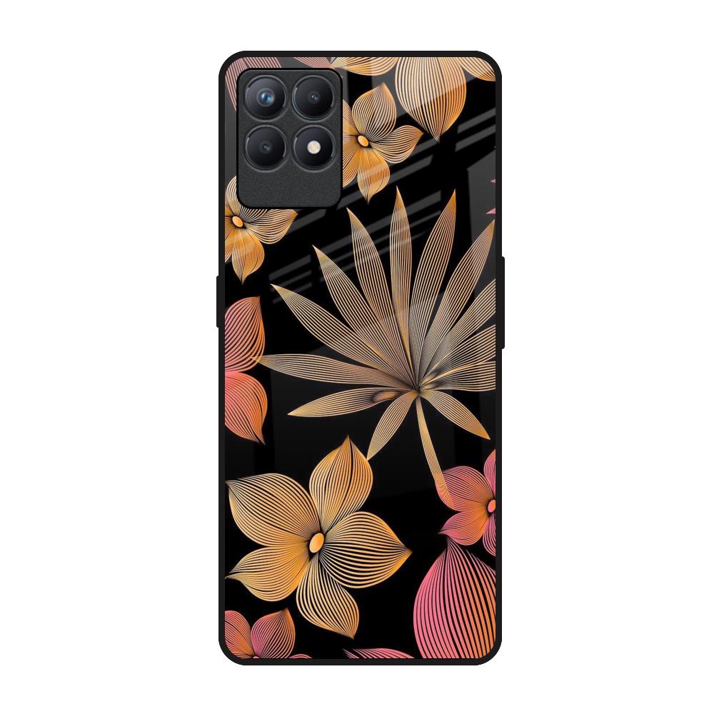 Lines Pattern Flowers Realme Narzo 50 Glass Back Cover Online