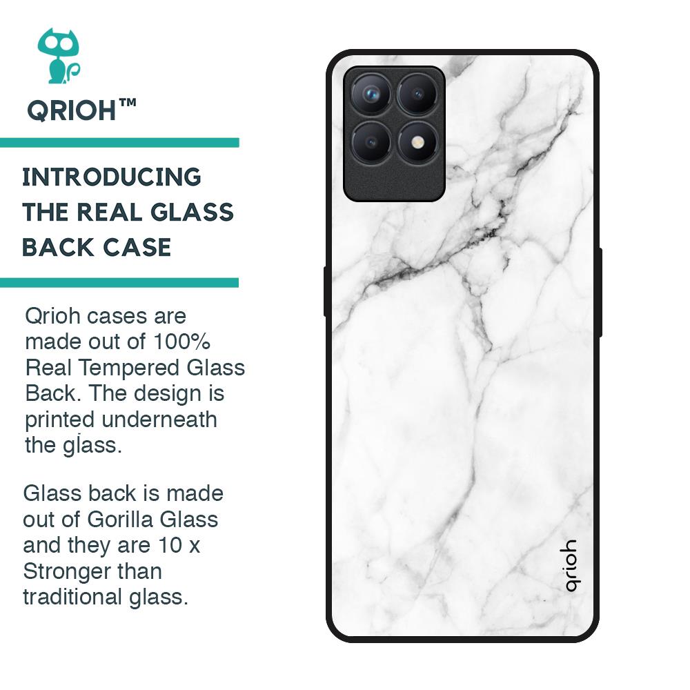 Modern White Marble Glass Case for Realme Narzo 50