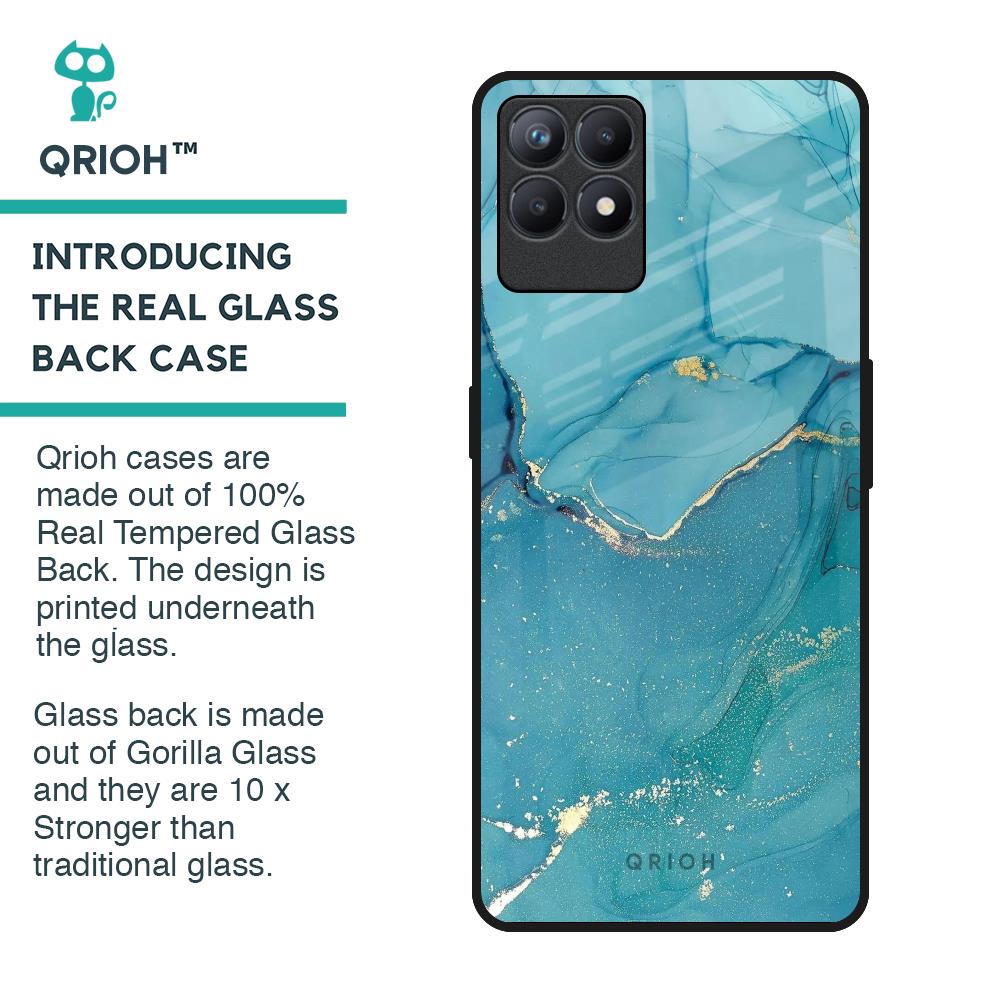 Blue Golden Glitter Glass Case for Realme Narzo 50