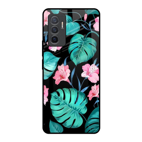 Tropical Leaves & Pink Flowers Vivo V23e 5G Glass Back Cover Online